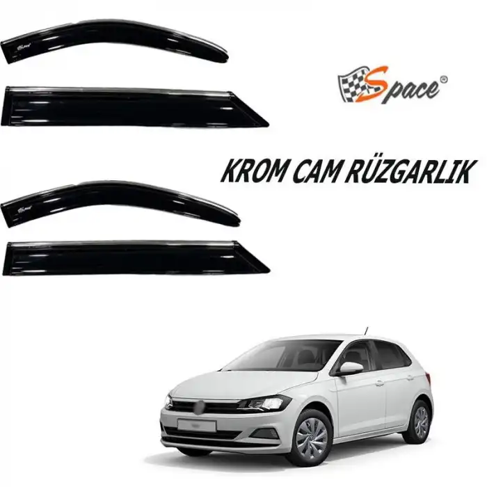 Volkswagen Polo 2019-2021 Kromlu Cam Rüzgarlığı A+ Yeni Dizayn