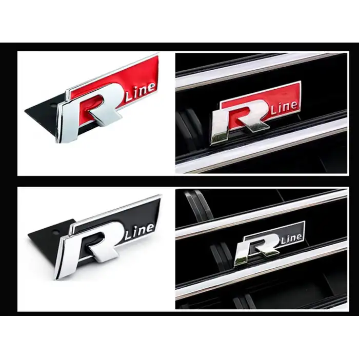 Volkswagen R-Line Kırmızı Panjur Arması - Orjinal Metal Ürün