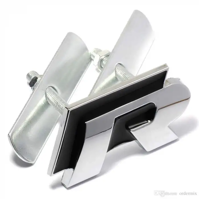 Volkswagen R Logo Siyah Panjur Arması Civatalı - Orjinal Metal Ürün