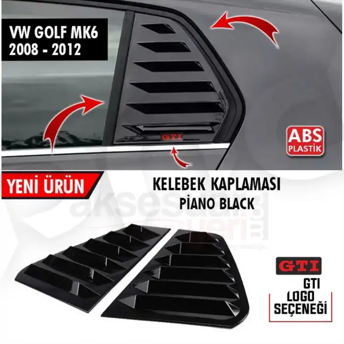 Vw Golf 6 2008-2012 Kelebek Cam Vizörü Kaplaması Siyah Renk