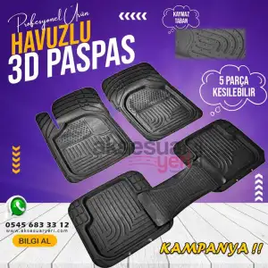 3d Derin Havuzlu Paspas Ayak Dayama Yeri Ayrı Üniversal Kesilebilir Ürün 5 parça