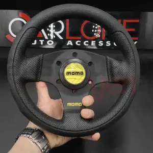 Spor Direksiyon Deri 24Cm Momo Tip - Yarış Spor Direksiyonu