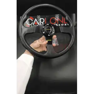 Momo Spor Direksiyon 34cm Siyah Göbek Delikli Desen İthal Ürün A+ Kalite