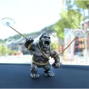 Torpido Üstü Goril-Öfkeli King Kong Öpücük Vantuzla Zincire Bağlı Goril-Siyah