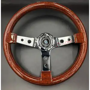 Nardi Tip Ahşap Direksiyon Premium Model Delikli Krom 3 Kollu