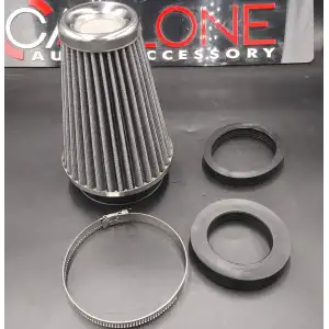Açık Hava Filtresi Krom Kaplı 2 Aparatlı Gri Renk Huni Tip-90mm-73mm-60mm