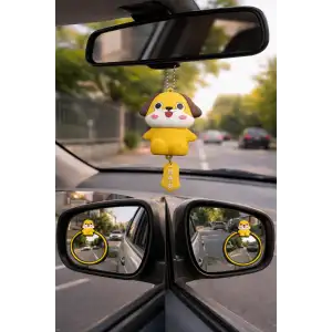 2li Kör Nokta Aynası Sevimli Kokulu Ayna Süsü Seti Sarı Renk