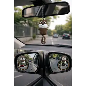 2li Kör Nokta Aynası Sevimli Kokulu Ayna Süsü Seti Kahverengi