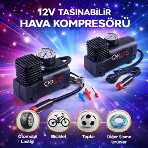 Araba Lastik Şişirme Pompası Hava Lastik Kompresörü Çakmak Girişli 300PSİ