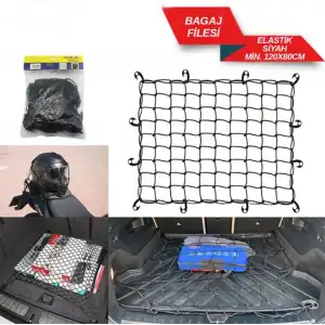 Bagaj Filesi 120 x 80cm-Elastik File Siyah-Oto Bagaj Eşyası Sabitleyici