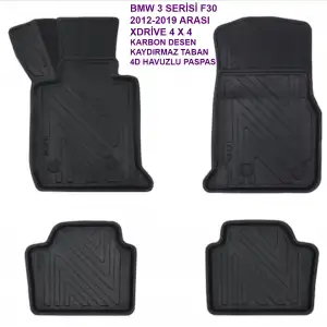 BMW 3 Serisi F30 2012-2019 4x4 xDRİVE 4D Premium Havuzlu Paspas-Kaydırmaz Taban