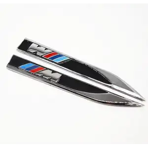 Bmw M Siyah Metal Çamurluk Arması Venti - Nikelaj Kaplamalı A+ Ürün