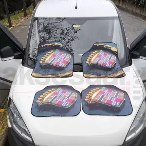 Cadillac King Desen Araç İçi Halı Paspas-Kaydırmaz Taban-Universal Her Araca Uyumlu-Yıkanabilir