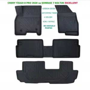 Chery Tiggo 8 Pro 7 Koltuk EXCELLENT 2020 ve Sonrası 4D Premium Havuzlu Paspas
