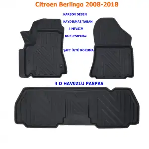 Citroen Berlingo 2008-2018 4D Premium Havuzlu Paspas