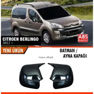 Citroen Berlingo 2012+ Uyumlu Yarasa Batman Ayna Kapağı Piano Black