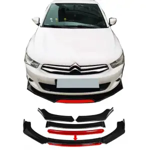 Citroen C-Elysee Uyumlu Ön Lip Kırmızı Renkli 4 Parça - A+ Ürün - Dayanıklı Malzeme