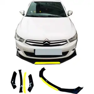Citroen C-Elysee Uyumlu Ön Lip Sarı Renkli 4 Parça - A+ Ürün - Dayanıklı Malzeme