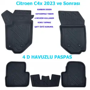 Citroen C4x 2023 ve Sonrası 4D Premium Havuzlu Paspas