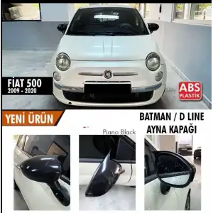 Fiat 500 -500L Uyumlu Yarasa Batman Ayna Kapağı 2014-2018 Piano Black