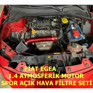 Fiat Egea 1.4 Benzinli Krom Borulu Spor Açık Hava Filtre Seti -Boru Çapı 7,6cm-Uzunluk 23cm