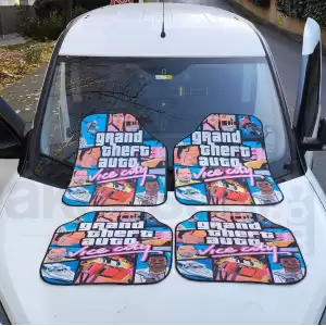 GTA Desen Araç İçi Halı Paspas-Kaydırmaz Taban-Universal Her Araca Uyumlu-Yıkanabilir