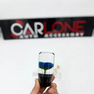 Güllü Vites Topuzu Mavi Çiçekli Şeffaf Vites Topuzu İthal Ürün