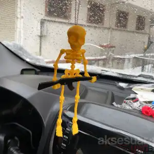 İskelet Ayna Süsü Sarı Renk Keleş Tutan Zincirli A+ Ürün