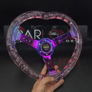 Kalpli Ofsetli Şeffaf Pembe Epoksi Direksiyon-Momo Kabarcıklı Direksiyon 32x35 cm