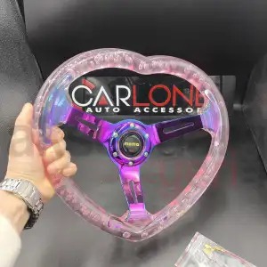 Kalpli Ofsetli Şeffaf Pembe Epoksi Direksiyon-Momo Kabarcıklı Direksiyon 32x35 cm