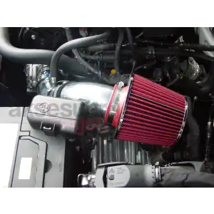 Kırmızı Renk Spor Açık Hava Filtresi Gümüş Renk Krom Borulu-Boru Çapı 7,6cm Uzunluk 23cm