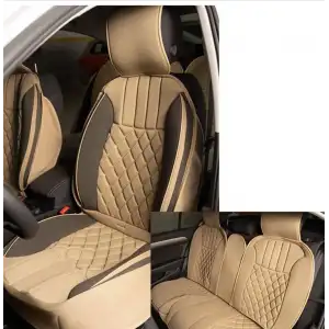 Lüx Oto Koltuk Minderi Full Set Takım - Bej/Siyah Renk Takmatik Pratik