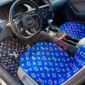 Mavi LV Servis Kılıfı-Siyah LV Kaydırmaz Taban Halı Paspas Seti