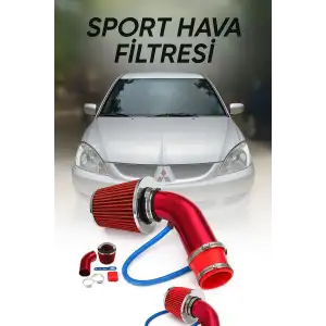 Mitsubishi Lancer Krom Borulu Spor Açık Hava Filtre Seti -Boru Çapı 7,6cm-Uzunluk 23cm