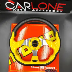 Momo Spor Direksiyon 32cm Sarı-Altı Kesikli Yarış Spor Direksiyonu