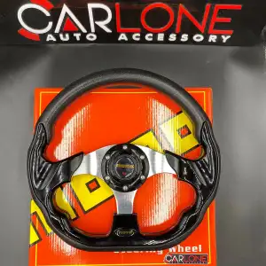 Momo Spor Direksiyon 32cm Siyah-Altı Kesikli Yarış Spor Direksiyonu