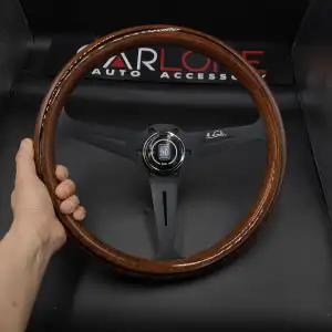 Nardi Ahşap Direksiyon 35cm-Siyah Mat Gövde-Ojinal 1. Sınıf Premium Direksiyon