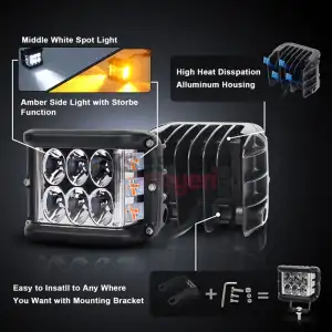 Offroad Sis Çalışma Lambası 2 ADET Turuncu Beyaz Cakar Modlu 12 Led 36W A+ İthal Ürün