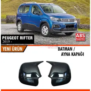 Peugeot Rifter 2019+ Uyumlu Yarasa Batman Ayna Kapağı Piano Black