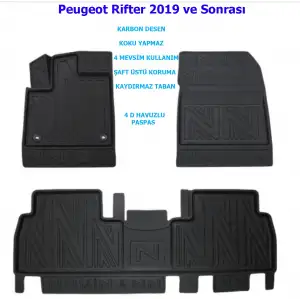 Peugeot Rifter 2019 ve Sonrası 4D Premium Havuzlu Paspas