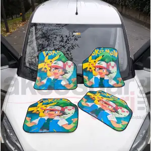 Pokemon Ash Araç İçi Halı Paspas-Kaydırmaz Taban-Üniversal Her Araca Uyumlu-Yıkanabilir