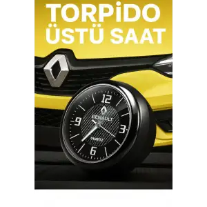 Renault Amblemli Torpido Üstü Retro Saat-Reflektörlü Akrep-Yelkovan-Şık Tasarım