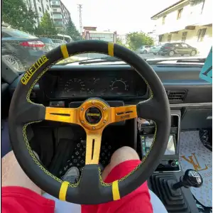 Renault Broadway Sabit Göbek-35cm Sarı Drifting Momo Spor Direksiyon