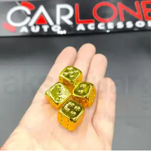 Sarı Renk Zar Sibop Kapakları-4lü Set-Sert Plastik Üzerine Parlak Kromaj Kaplama