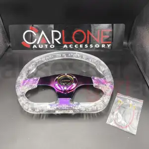 Şeffaf Epoksi Direksiyon Altı Kesikli Momo 32cm Kabarcıklı Direksiyon Beyaz Renk