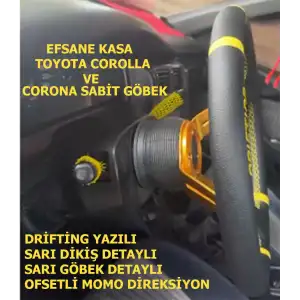 Toyota Corona-Efsane Kasa Corolla Sabit Göbek-35cm Sarı Drifting Momo Spor Direksiyon