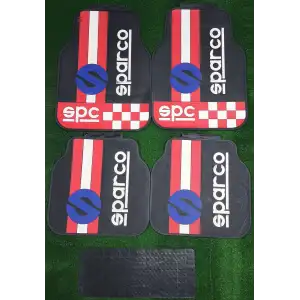 Üniversal Sparco Kırmızı-Beyaz Latex Kauçuk-5 parça-Paspas-Kaydırmaz Taban-1.Sınıf İthal Ürün