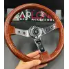 Nardi Tip Ahşap Direksiyon Premium Model Delikli Krom 3 Kollu