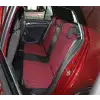 Deri ve Hasır Kumaşından Oto Koltuk Kılıfı - Pratik Takmatik Set -Kırmızı-Siyah