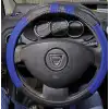 Geçme Deri Direksiyon Kılıfı - Spor Görünüm - Delikli Siyah Mavi Renk - 38cm